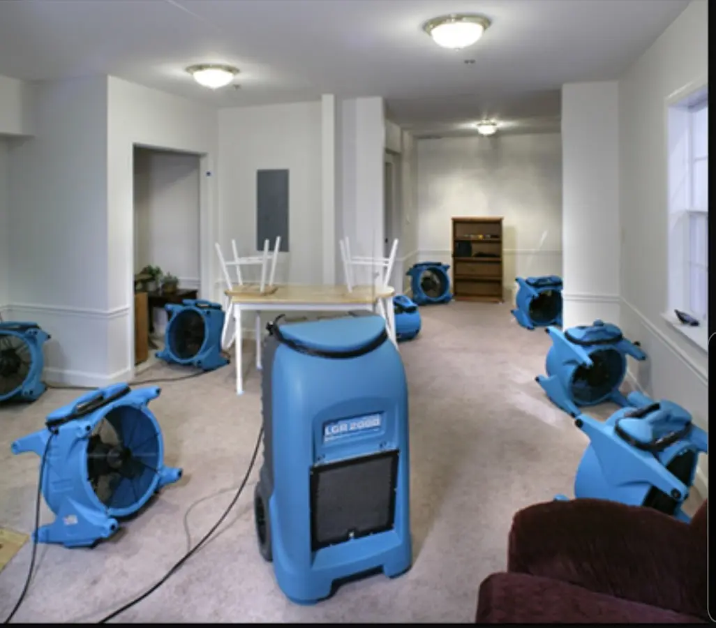 Air movers and dehumidifier setup for Water Extraction & Removal in Orange
